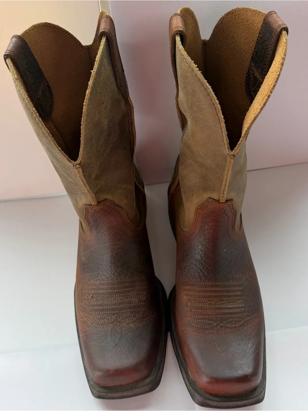 Ariat Brown Leather Pull-On Western Cowboy Boots Men's 9 D